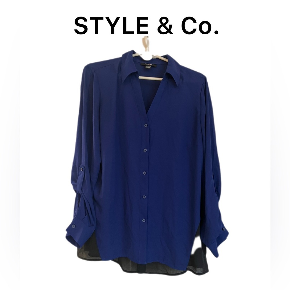 STYLE & Co Long Sleeve Button Down L
